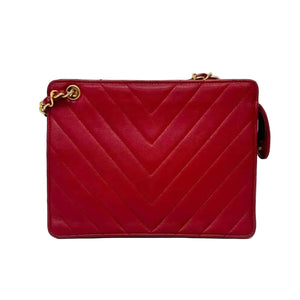 Pre-Owned vintage Chanel chevron (V-stitch) quilted leather bag N22606392