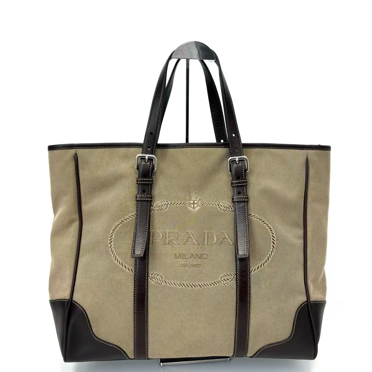 Pre-Owned Prada Embroidered Badge Canvas Tote Bag N22622208