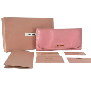 Pre-OwnedMiu Miu Long Leather Continental Wallet in pink N22617070