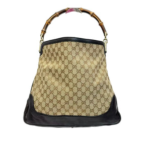 Pre-Owned Gucci Diana Bamboo GG Canvas Medium Hobo Bag N22605550