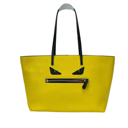 Pre-Owned FENDI Yellow "Smiling Face" Tote Bag N22592015
