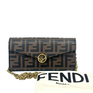 Pre-Owned Fendi Monogram Full-Leather Long Wallet Color Brown N22632175
