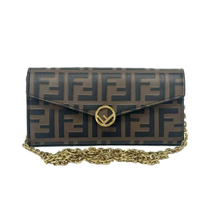 Pre-Owned Fendi Monogram Full-Leather Long Wallet Color Brown N22632175