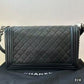 Pre-owned CHANEL 2014 Large Le Boy Bag in Black Calfskin with Silver Hardware