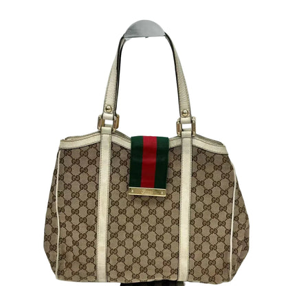 Pre-Owned Gucci GG Canvas Web "New Ladies" Tote Color Brown N22754096