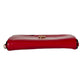 Red handbag with gold clasp on a light gray background