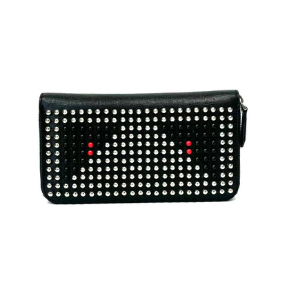 Pre-Owned Fendi Black Saffiano Leather Studded Monster Eyes Continental Wallet N22775656