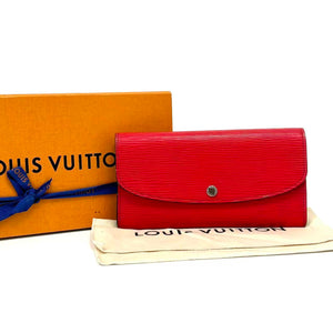 Pre-Owned Louis Vuitton Epi Emilie Wallet in the color Coquelicot red