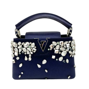 Pre-Owned  Louis Vuitton Capucines Mini Velvet Crystal edition in Midnight Blue N21910028