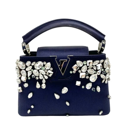 Pre-Owned  Louis Vuitton Capucines Mini Velvet Crystal edition in Midnight Blue N21910028