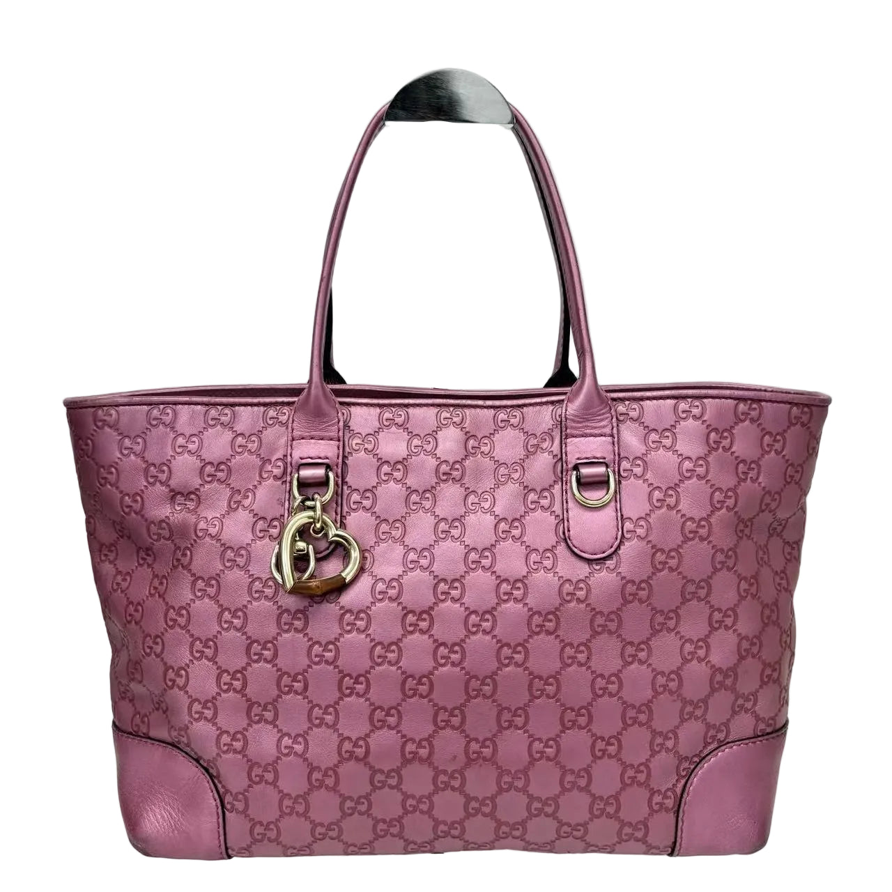 Pre-Owned Gucci "Heart Bit" Open Tote With Signature Embossed Leather N22975470