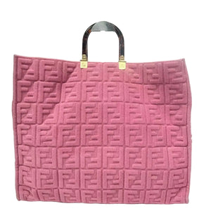 Pre-Owned Fendi Sunshine Large(XL) Tote in pink embossed terry cloth N22975654