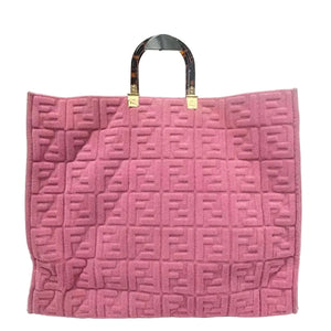 Pre-Owned Fendi Sunshine Large(XL) Tote in pink embossed terry cloth N22975654