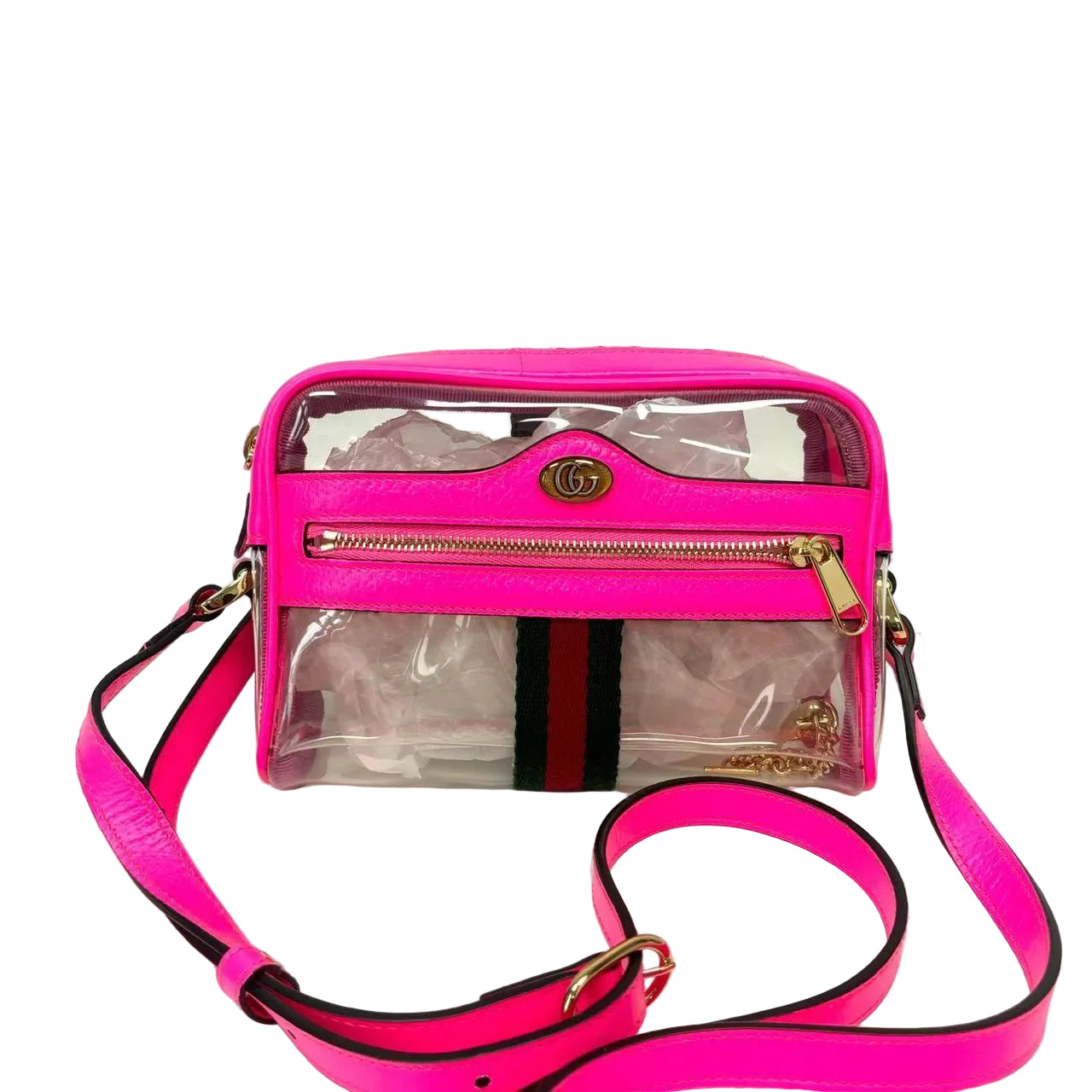 Pre-Owned Gucci Ophidia Mini Transparent Bag in fluorescent pink N22901087