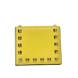 Pre-Owned Valentino Garavani Rockstud Compact Bifold Wallet in a "Lemon Yellow" N22886919