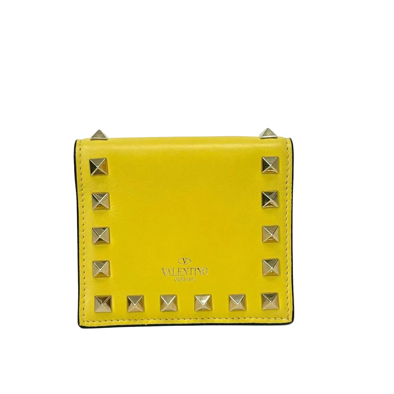 Pre-Owned Valentino Garavani Rockstud Compact Bifold Wallet in a "Lemon Yellow" N22886919