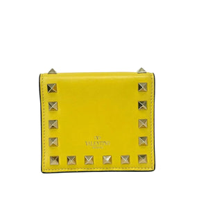 Pre-Owned Valentino Garavani Rockstud Compact Bifold Wallet in a "Lemon Yellow" N22886919