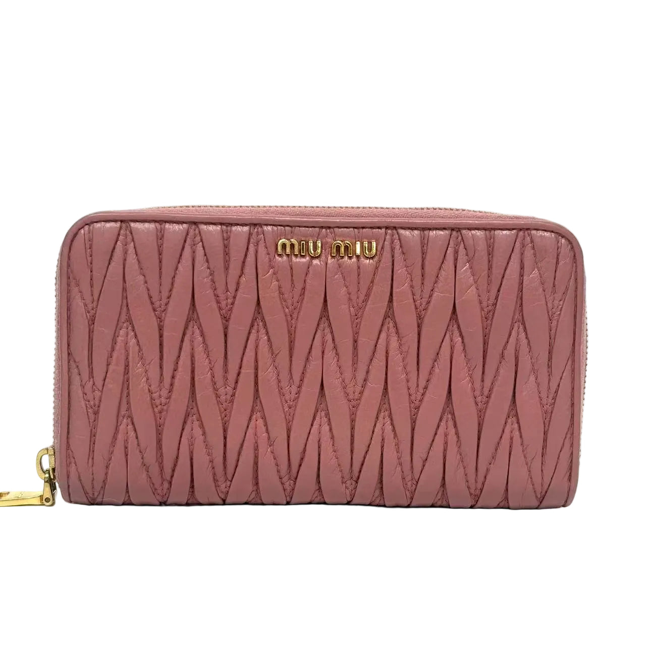 Pre-Owned Miu Miu Matelassé Nappa Leather Zip-Around Long Wallet N22908465