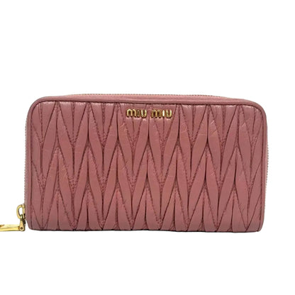 Pre-Owned Miu Miu Matelassé Nappa Leather Zip-Around Long Wallet N22908465