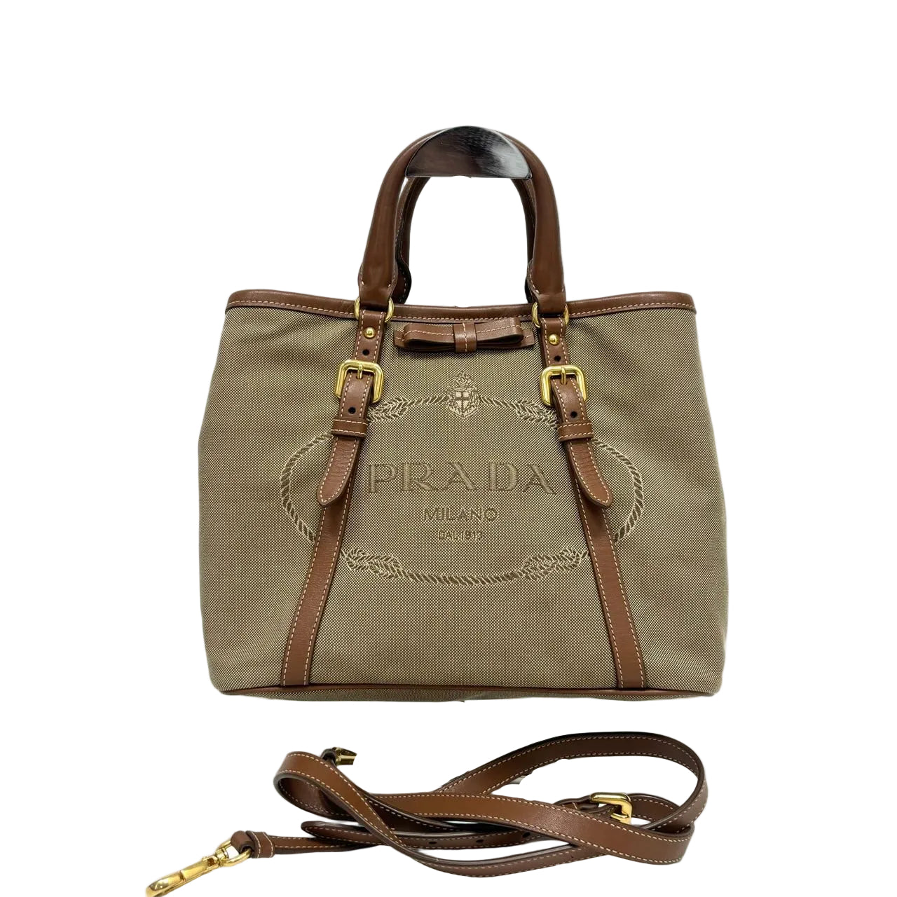 Pre-Owned  Prada Logo Jacquard 2-Way Tote Bag N23037134