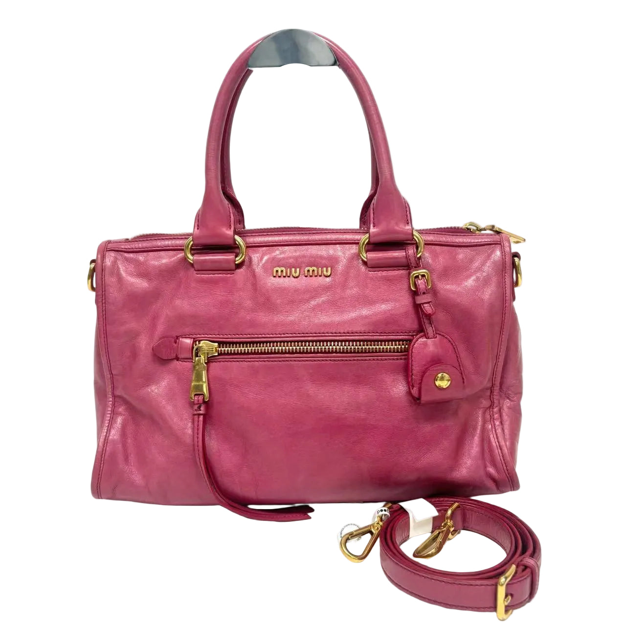 Pre-Owned Miu Miu Vitello Shine Bauletto or Mini Motorbag N23063945