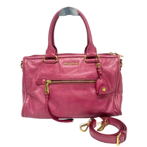 Pre-Owned Miu Miu Vitello Shine Bauletto or Mini Motorbag N23063945