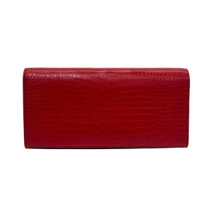 Pre-Owned Saint Laurent (YSL) Kate Tassel Bag in a red crocodile-embossed finish N23017671