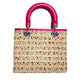 Pre-Owned Medium Lady Dior crafted from woven raffia with fuchsia leather trim N22988071