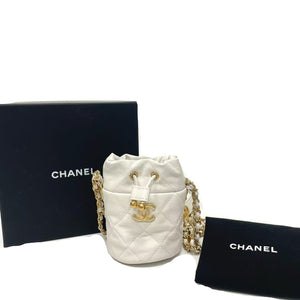 Pre-Owned Mini Quilted Caviar Twist Your Buttons Drawstring Bucket Bag N21766683