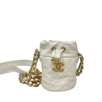 Pre-Owned Mini Quilted Caviar Twist Your Buttons Drawstring Bucket Bag N21766683