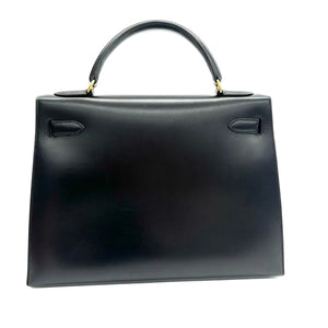 Pre-Owned Hermès Kelly 32 in Black Box Calf Leather with Gold Hardware from 1994 (Stamp "X" in a circle) N23529239