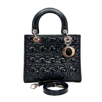 Pre-Owned DIOR Black 5-Slot Patent Leather Lady Dior Medium size SZ3022606030338