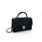 Pre-Owned CHANEL Black Grained Calfskin ("Big Mini") Chain Bag with Top Handle SZ3062607214353