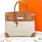 Pre-Owned HERMÈS Birkin 30 Handbag in Sesame Canvas and Leather SZ3032607275195