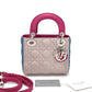 Pre-Owned Mini Lady Dior Bag premium quilted lambskin leather distinctive tri-tone color-block design SZ3042607122387