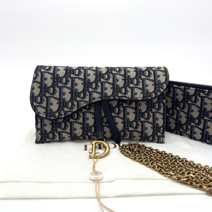 Pre-Owned Dior Saddle Chain Bag Oblique Canvas