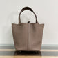 Pre-Owned HERMÈS Picotin Lock 22 Etoupe Clemence Leather | Palladium Hardware | W Stamp
