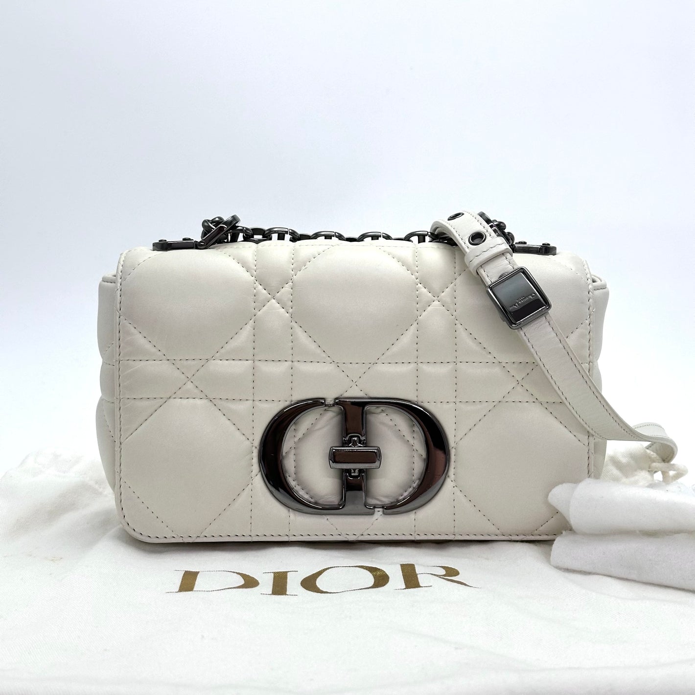Pre-Owned Dior Caro Bag Small White Cannage