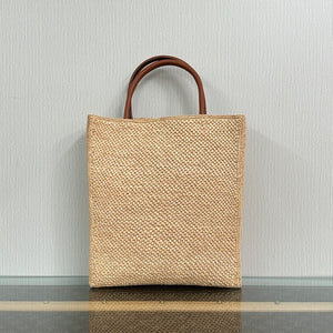 Pre-Owned LOEWE A4 Raffia Tote Bag Natural & Black