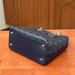 Pre-Owned Dior Lady Dior Bag Deep Blue Lambskin with Silver Hardware
