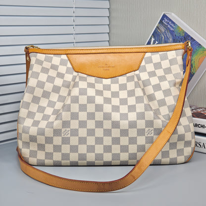 Pre-Owned Louis Vuitton Siracusa PM Damier Azur Shoulder Bag
