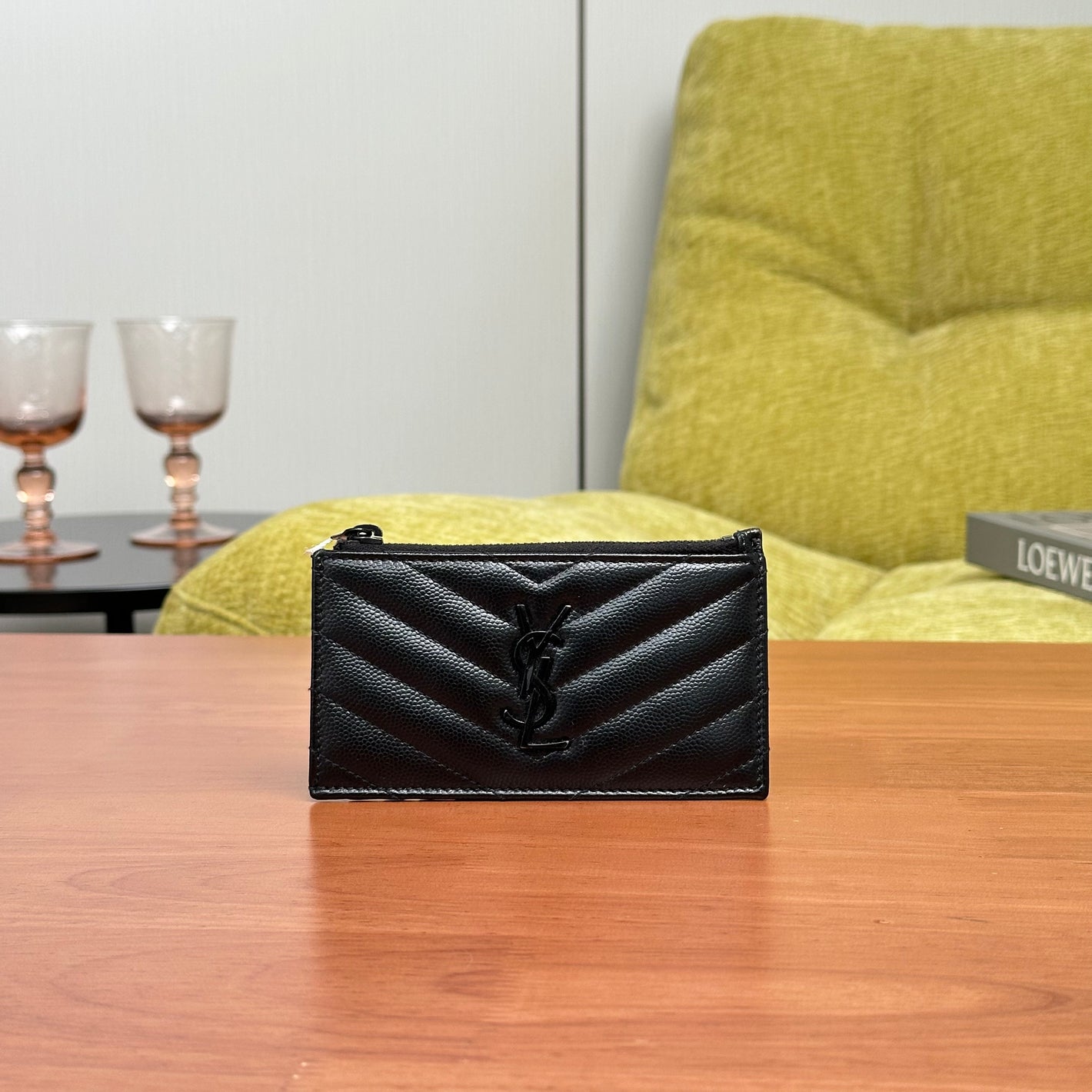 Pre-Owned Saint Laurent So Black Card Holder Caviar Leather