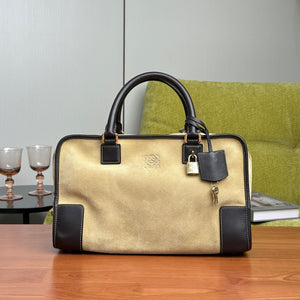 Pre-Owned LOEWE Amazona Suede Bag with Leather Trim