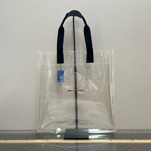 Pre-Owned SAINT LAURENT Clear PVC Tote Bag | Black Fabric Handles | Shopping Bag