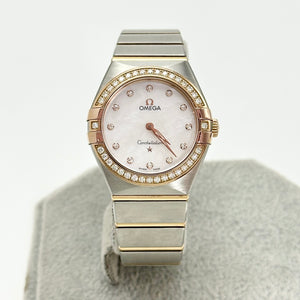 Pre-Owned OMEGA Constellation 28mm Sedna Gold & Steel | Diamond Bezel & MOP Dial | Quartz | Ref. 131.25.28.60.55.001