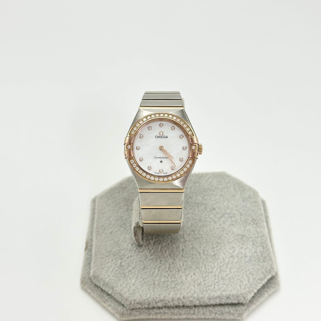 Pre-Owned OMEGA Constellation 28mm Sedna Gold & Steel | Diamond Bezel & MOP Dial | Quartz | Ref. 131.25.28.60.55.001