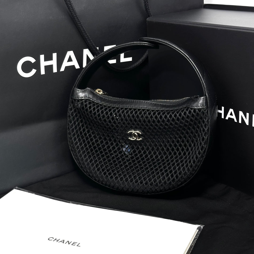 ✨Pre-Owned CHANEL 25S Mesh Hobo Bag Black 🖤 | Shiny Lambskin | Light Gold Hardware | RFID Chip | Complete Set 💫