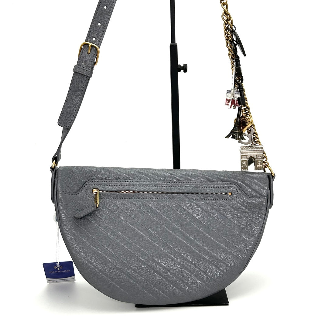 Pre-Owned BALENCIAGA Souvenir XS Belt Bag Grey Quilted Leather | Gold Hardware | Paris Charms