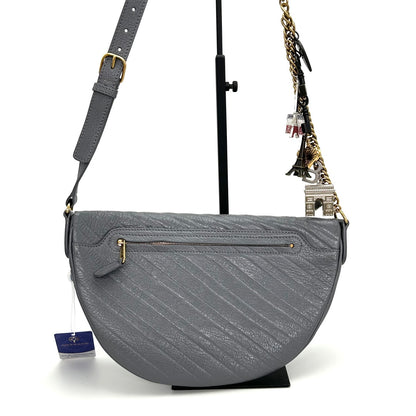 Pre-Owned BALENCIAGA Souvenir XS Belt Bag Grey Quilted Leather | Gold Hardware | Paris Charms