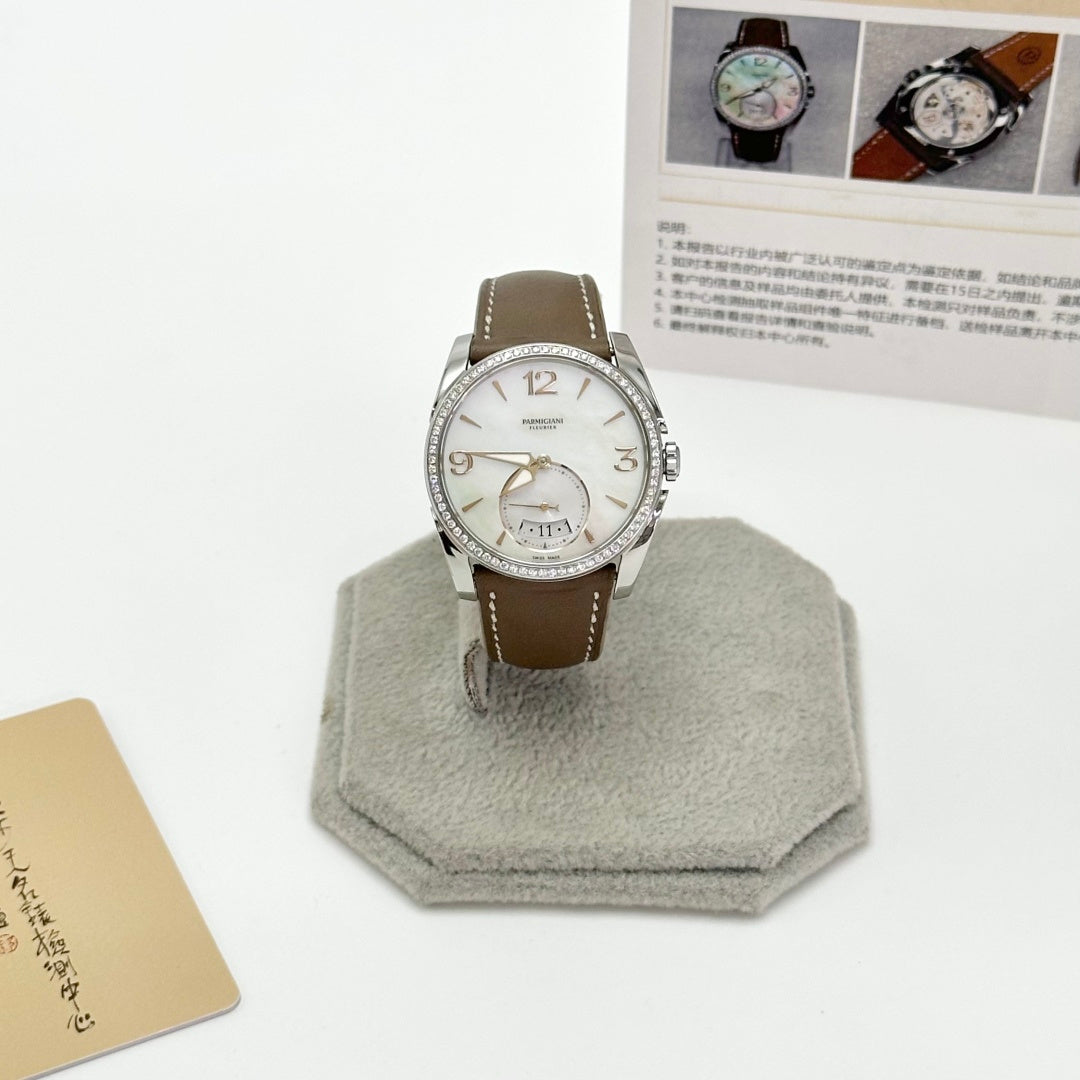 ✨Pre-Owned PARMIGIANI FLEURIER Tonda Metropolitaine 33.1mm White MOP & Diamonds 💎 | Ref. PFC273-0063301-HC6121 💫